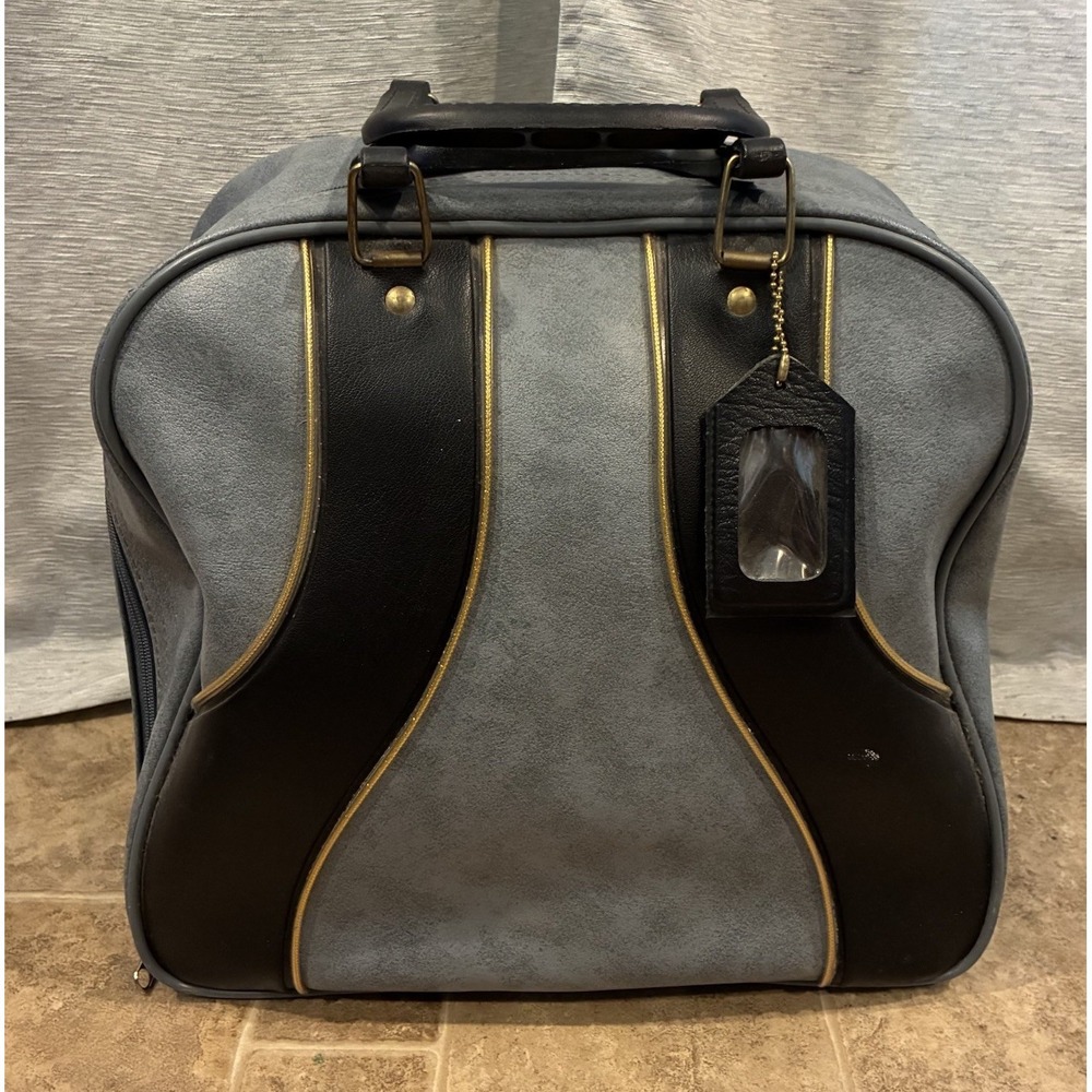 Vintage Retro Bowling Ball Bag Faux Leather Zip